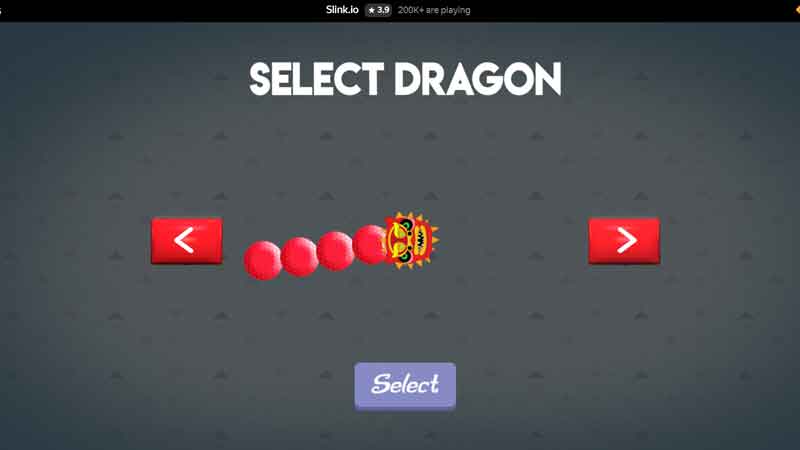 slink io select the dragon and change skins