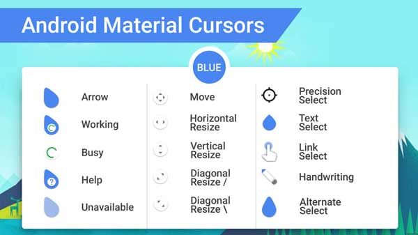 android material cursors blue for windows