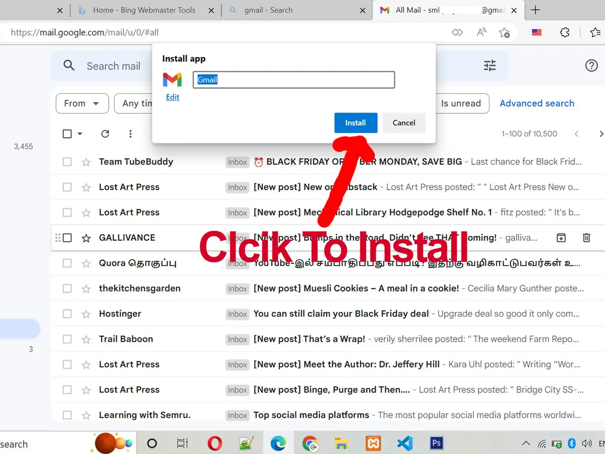 install gmail in windows edge