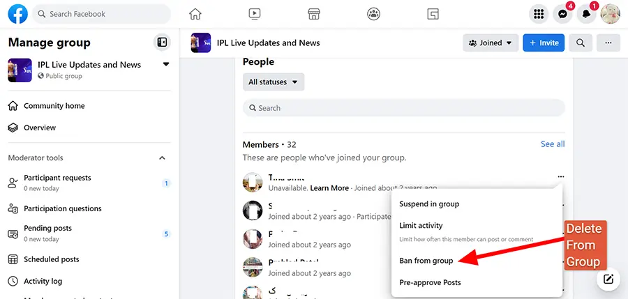 remove members from list