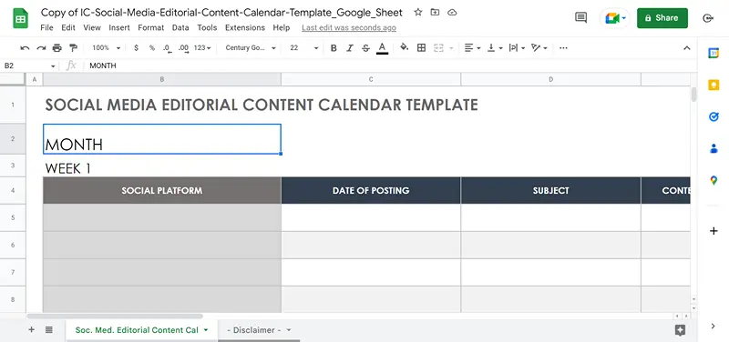 editorial calendar template google sheets