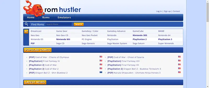 romhustler.org website screenshot