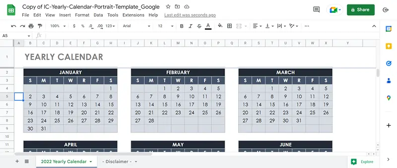 google sheets yearly calendar portrait screenshot